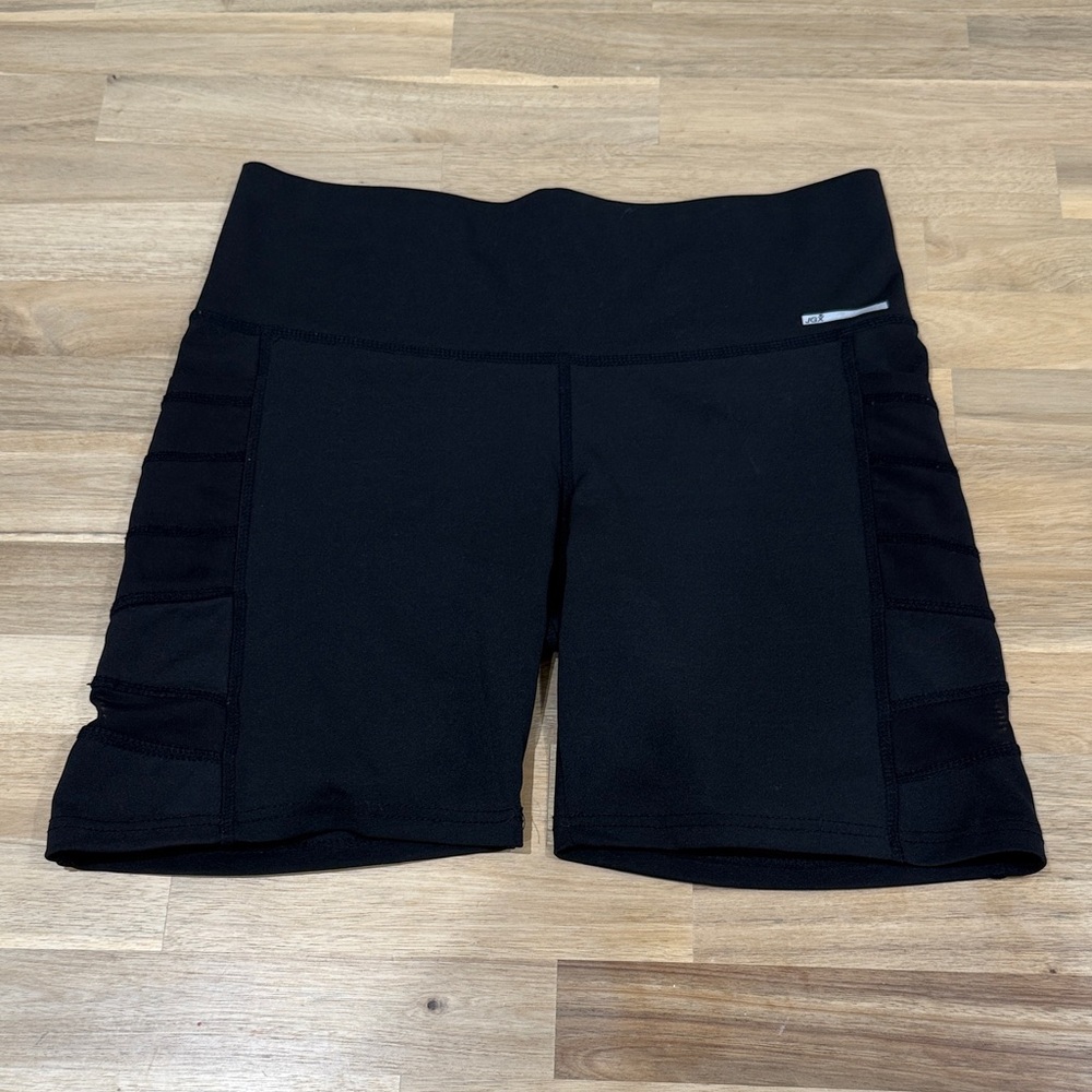 Women's Black Biker Athletic Shorts with Mesh Detail size Medium